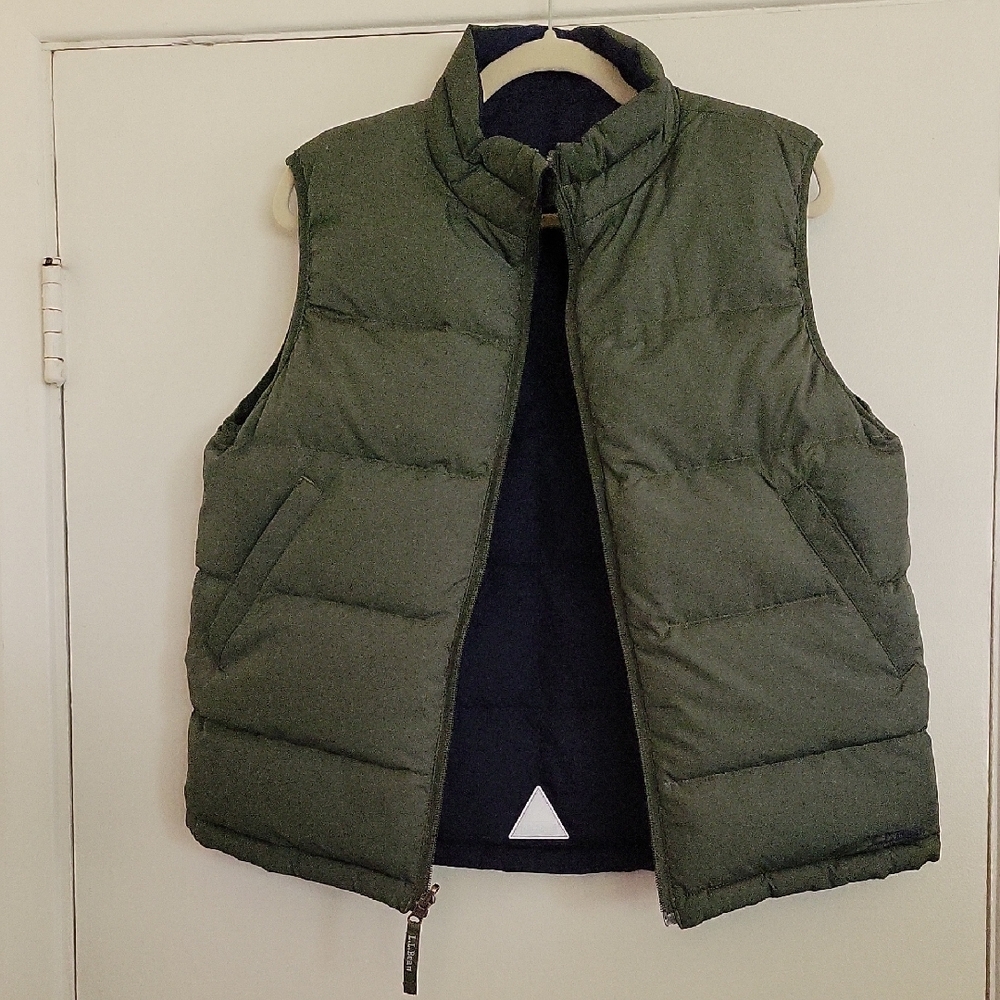 L.L. Bean Down Olive/Navy Reversible Kids' Puffer Vest